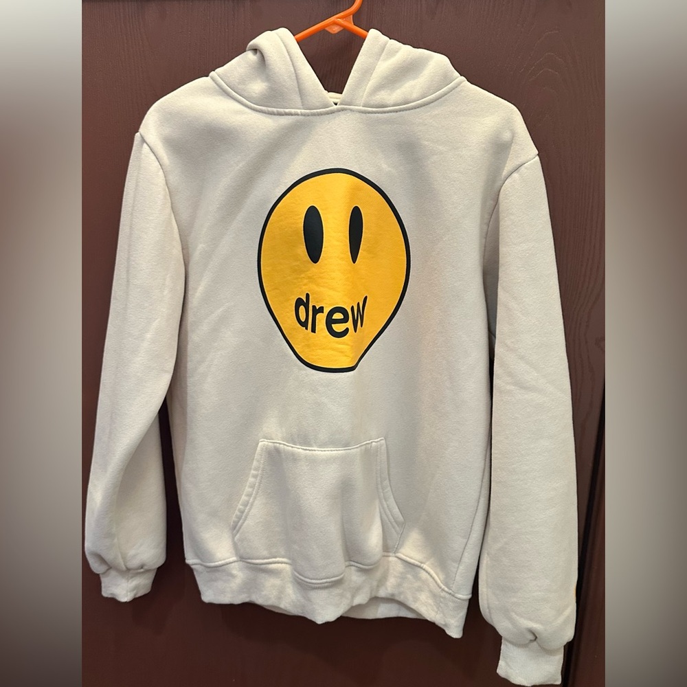 Drew House Cream Hoodie with Yellow Logo